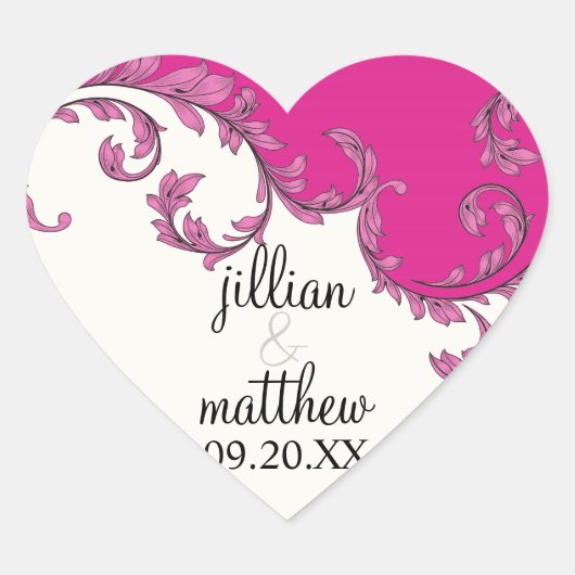 旋回モダンフローリッシュスクロールヴィンテージリーフパターン ハートシール (正面)