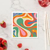 旋回モダンレトロトリップ（幻覚体験）のようなカラフル抽象芸術 スタンダードカクテルナプキン (インサイチュ)