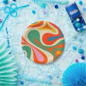 旋回モダンレトロトリップ（幻覚体験）のようなカラフル抽象芸術 ペーパープレート (パーティー)