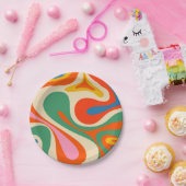 旋回モダンレトロトリップ（幻覚体験）のようなカラフル抽象芸術 ペーパープレート (パーティー)