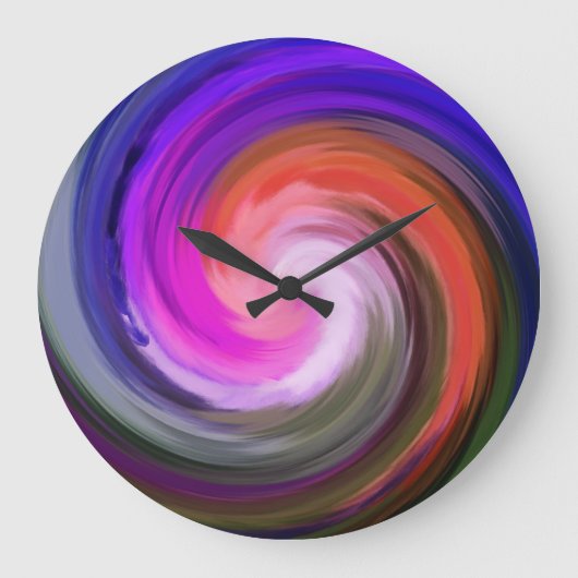 旋回モダン抽象芸術アート#34 ラージ壁時計 (正面)