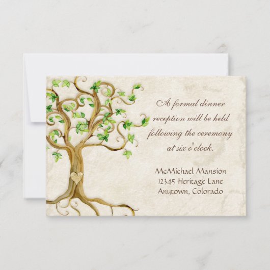 旋回モダン木根リーフアンティーク 招待状 (正面)