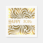 旋回ヴィンテージ日本の抽象芸術-happy 2023 スタンダードカクテルナプキン (正面)