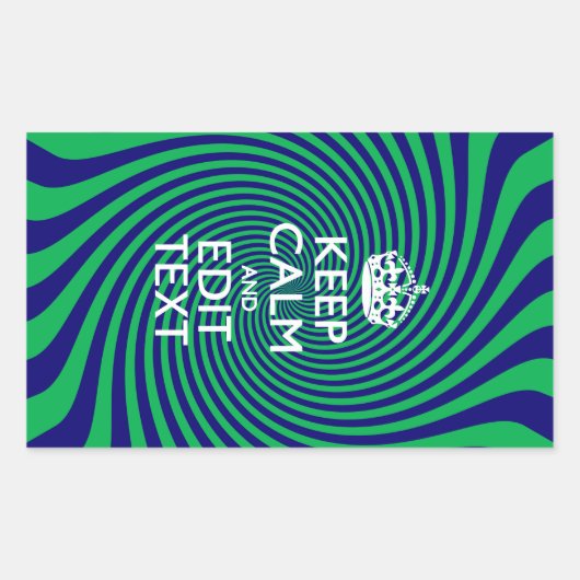 旋回保グラフィックのCalm文字鮮やか。 長方形シール (正面)