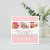 旋回写かわいらし真コラージュ洗礼招待状 招待状 (スタンド正面)