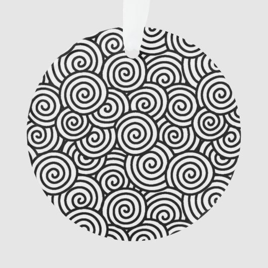 旋回日本のパターン – 白と黒 オーナメント (正面)
