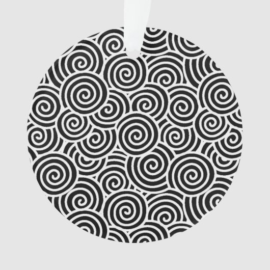 旋回日本のパターン – 白と黒 オーナメント (正面)