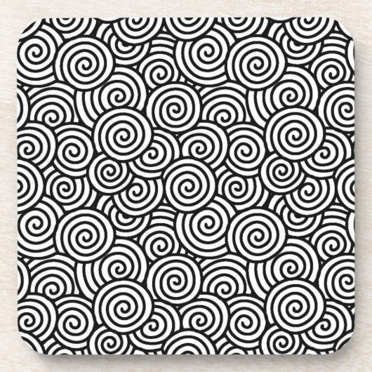 旋回日本のパターン – 白と黒 コースター (正面)