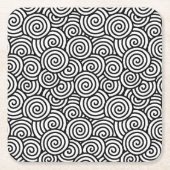 旋回日本のパターン – 白と黒 スクエアペーパーコースター (正面)