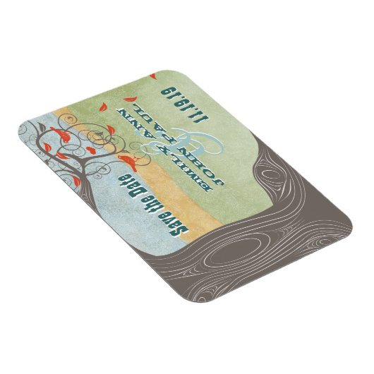 旋回木の木の愛の鳥の粒の日付を保存 マグネット (右側)