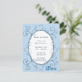 旋回男の赤ちゃんブルードットトレインシャワー発表 招待状 (スタンド正面)