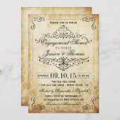 旋回華美ヴィンテージ婚約シャワーまたはパーティー 招待状 (正面/裏面)