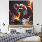 旋回鮮やかパター絵を描ンのある3D水 キャンバスプリント (インサイチュ (寝室))