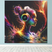 旋回鮮やかパター絵を描ンのある3D水 キャンバスプリント (インサイチュ (ウッドフロア))