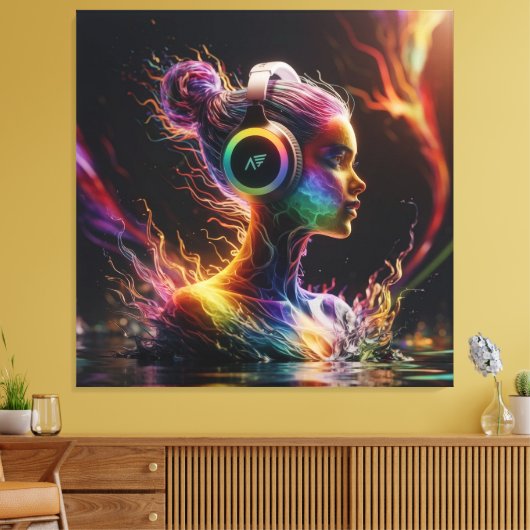 旋回鮮やかパター絵を描ンのある3D水 キャンバスプリント (インサイチュ (リビング))