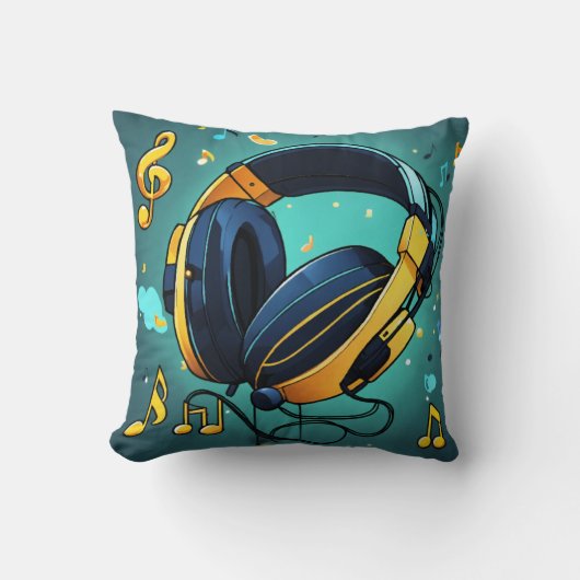 旋律ビート漫画ヘッドセットアイコン クッション (正面)