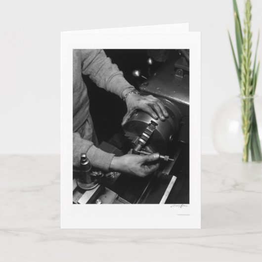 旋盤の労働者1943年の手 カード (正面)