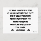 旋盤性子供の誕生日パーティーサンキューカード ポストカード (裏面)