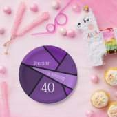 旋盤40紫モダン幾何学長誕生日40歳 ペーパープレート (パーティー)