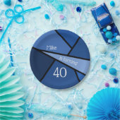 旋盤40青モダン幾何学的40歳の誕生日 ペーパープレート (パーティー)