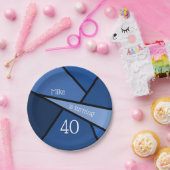 旋盤40青モダン幾何学的40歳の誕生日 ペーパープレート (パーティー)
