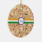 旗および文字が付いているインドの文化項目 セラミックオーナメント (右)