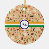 旗および文字が付いているインドの文化項目 セラミックオーナメント (正面)