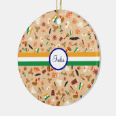 旗および文字が付いているインドの文化項目 セラミックオーナメント (左)