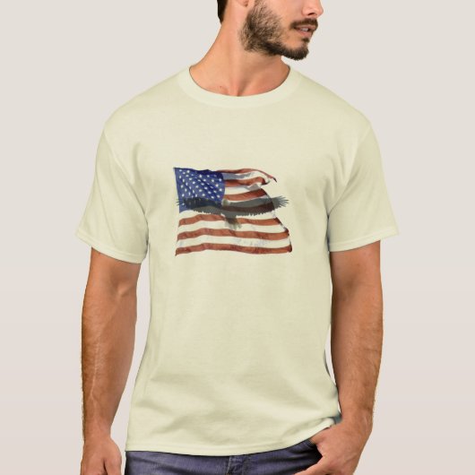 旗および白頭鷲のワイシャツ Tシャツ (正面)