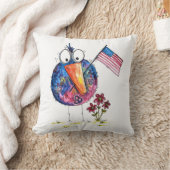 旗お洒落を持った可愛い愛国鳥 クッション (ブランケット)