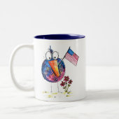 旗お洒落を持った可愛い愛国鳥 ツートーンマグカップ (左)