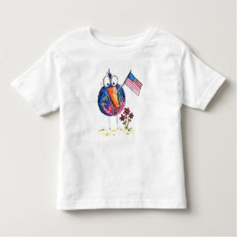 旗お洒落を持った可愛い愛国鳥 トドラーTシャツ