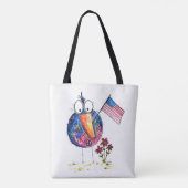 旗お洒落を持った可愛い愛国鳥 トートバッグ (裏面)