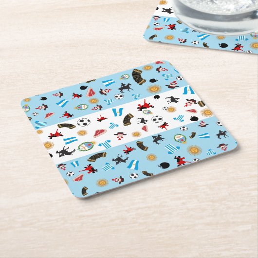 旗が付いているアルゼンチンの有名なアイコン スクエアペーパーコースター (アングル)