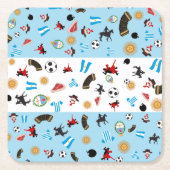 旗が付いているアルゼンチンの有名なアイコン スクエアペーパーコースター (正面)