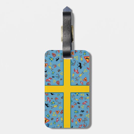 旗が付いているスウェーデン文化項目 ラゲッジタグ (裏面縦)