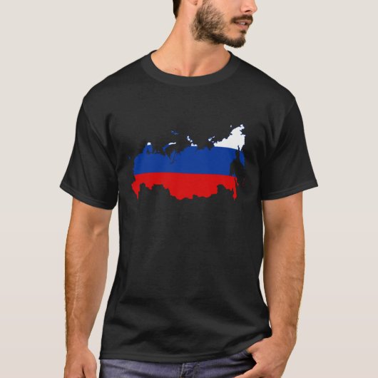 旗が付いているロシアのな地図 Tシャツ (正面)