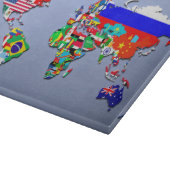 旗が付いている世界地図 カッティングボード (角)