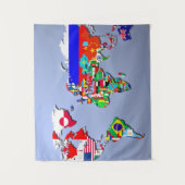 旗が付いている世界地図 タペストリー (正面)