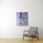 旗が付いている世界地図 タペストリー (インサイチュ)