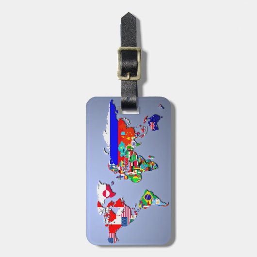 旗が付いている世界地図 ラゲッジタグ (正面縦)
