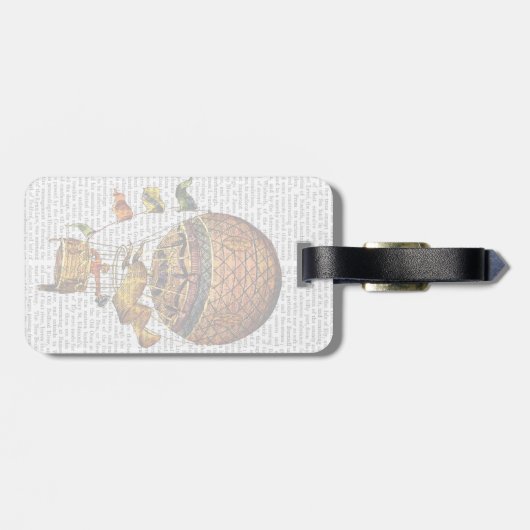 旗が付いている熱気の気球 ラゲッジタグ (裏面横)