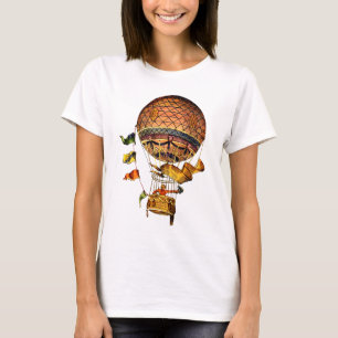 旗が付いている熱気の気球 Tシャツ