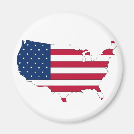 旗が埋められた米国のアウトライン地図 マグネット (正面)