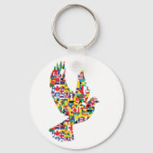 旗で作られた世界平和国際的鳩 キーホルダー (裏面)