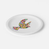 旗で作られた世界平和国際的鳩 ペーパープレート (アングル)