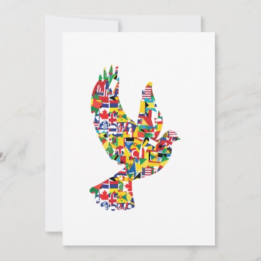 旗で作られた世界平和国際的鳩 招待状 (正面)