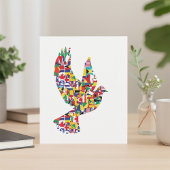 旗で作られた世界平和国際的鳩 招待状