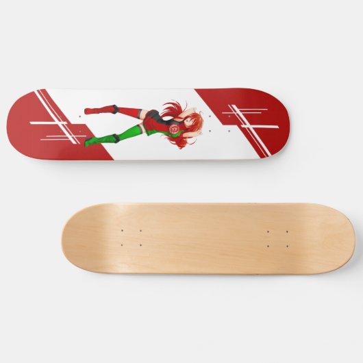 旗で服を着るアフガニスタンのマンガの日本製アニメの女の子 スケートボード (横)