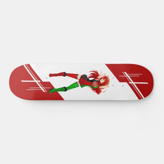 旗で服を着るアフガニスタンのマンガの日本製アニメの女の子 スケートボード (横)